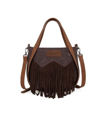 WG162-8136 CF Wrangler "W" Stitch Fringe Two Tone Tote/Crossbody