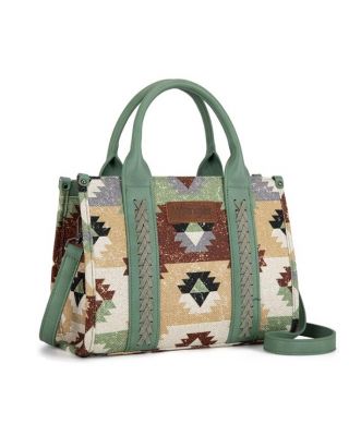 WG166G-81203S GN Wrangler Southwestern Pattern Dual Sided Print-Tote/Crossbody