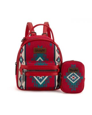 WG174-8600 RD Wrangler Southwestern Knitted Mini Backpack With Coin Pouch