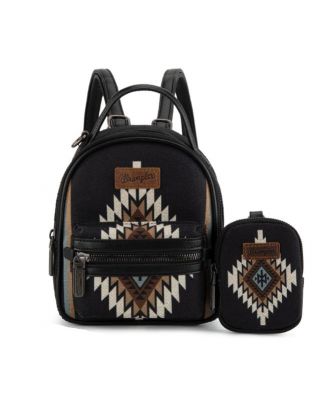 WG174-8600 BK Wrangler Southwestern Knitted Mini Backpack With Coin Pouch