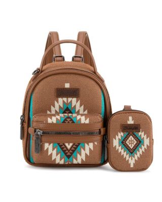 WG174-8600 BR Wrangler Southwestern Knitted Mini Backpack With Coin Pouch