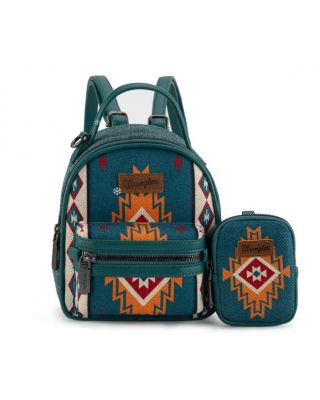 WG174-8600 TQ Wrangler Southwestern Knitted Mini Backpack With Coin Pouch