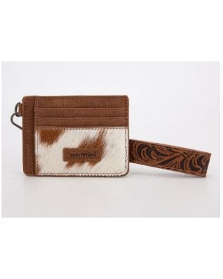 TR182-W008 BR Trinity Ranch Hair-On Cowhide Collection Key Ring Card Case