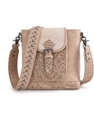 TR185G-9360 TN Trinity Ranch Genuine Hair-On Cowhide Tooled Concealed Carry Crossbody Bag