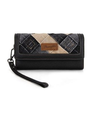 WG210-W062 BK Wrangler Denim Woven Tri-Fold Wristlet/Wallet