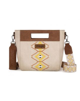 WG220-9360 BG Wrangler Aztec Embroidered Top Handle Tote/Crossbody