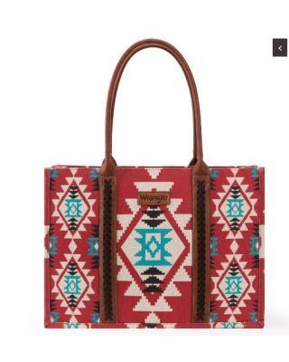 WG2203-8119 BDY Wrangler Southwestern Pattern Dual Sided Print Canvas Wide Tote 