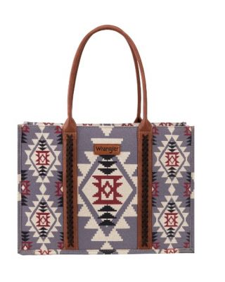 WG2203-8119 LV Wrangler Southwestern Pattern Dual Sided Print Canvas Wide Tote 
