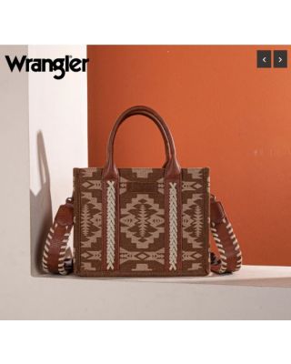 WG2212-8120 BR Wrangler Southwestern Print Small Canvas Tote/Crossbody