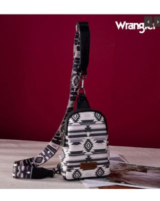 WG2205-210 BK Wrangler Aztec Print Crossbody Sling Chest Bag