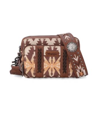 WG2207-3003 LCF  Wrangler Aztec Printed Crossbody Purse With Wallet Compartment