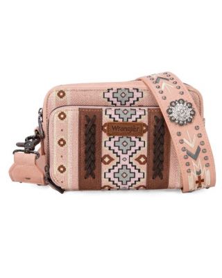 WG2207-3003 PK  Wrangler Aztec Printed Crossbody Purse With Wallet Compartment