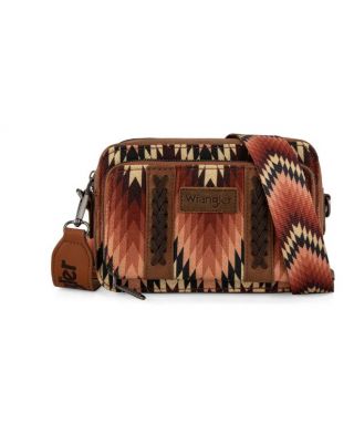 WG2211-3003 BR Wrangler Southwestern Pattern Dual Sided Print Crossbody