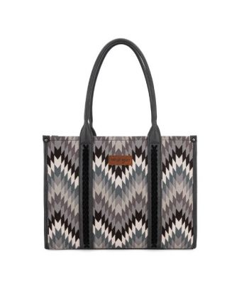 WG2211-8119 GY Wrangler Southwestern Pattern Dual Sided Print Concealed Carry Wide Tote 