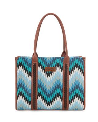 WG2211-8119 JN Wrangler Southwestern Pattern Dual Sided Print Concealed Carry Wide Tote 