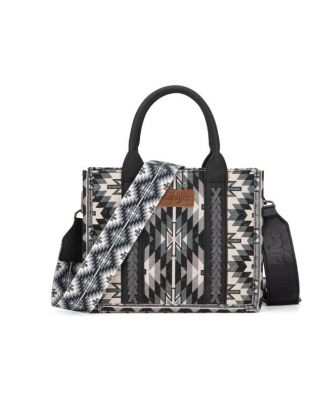 WG2213-8120S BK Wrangler Southwestern Pattern Dual Sided Print -Tote/Crossbody 