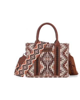 WG2213-8120S BR Wrangler Southwestern Pattern Dual Sided Print -Tote/Crossbody 