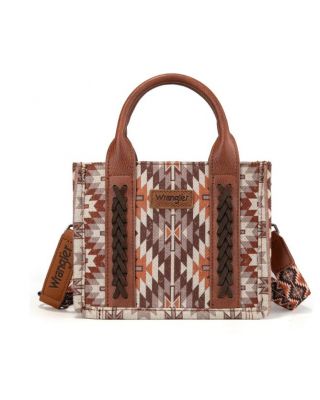 WG2213-8866S BR Wrangler Southwestern Pattern Dual Sided Print Mini Tote/Crossbody