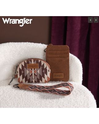 WG2213-W0051 BR Wrangler Southwestern Art Print Dual Pouch Wristlet