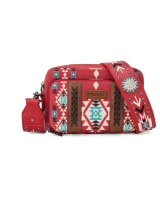 WG2207-3003 BD  Wrangler Aztec Printed Crossbody Purse With Wallet Compartment