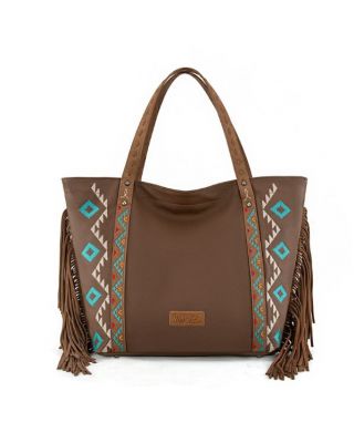 WG233-2002 BR Wrangler Aztec Embroidered Large Tote BaG