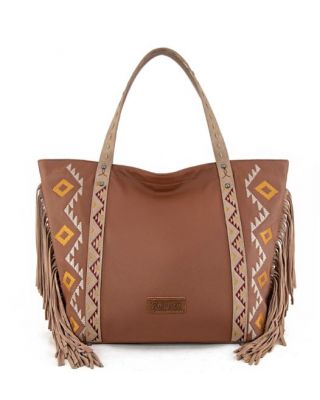WG233-2002 L BR Wrangler Aztec Embroidered Large Tote BaG