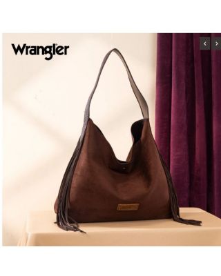 WG239-9182 CF Wrangler Fringe Floral Tooled Hobo Bag