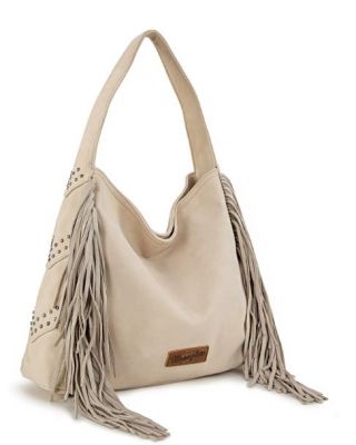 WG244-9182 BG Wrangler Fringe Studded Hobo Bag