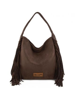 WG244-9182 CF Wrangler Fringe Studded Hobo Bag