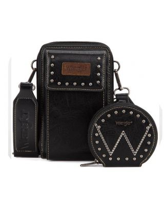 WG48S-270 BK Wrangler Crossbody Cell Phone Purse 2 with Coin Pouch 