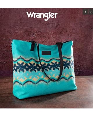 WG53-8112 GN Wrangler Aztec Pattern Dual Sided Print Canvas Tote Bag 
