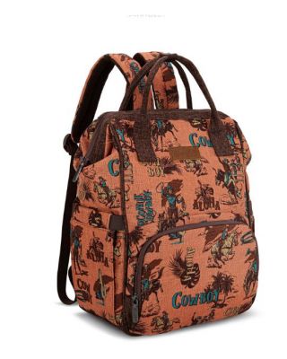 WG60-9110 DBR Wrangler Vintage Retro Cowboy Cool Print Backpack