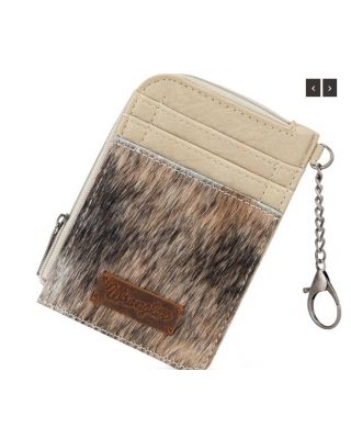 WG66-W005 BG Wrangler Genuine Hair-On Cowhide Mini Zip Card Case