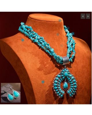 WJ-1005 TQ Rustic Couture Jewelry Sets Bohemian Pendant Necklace Earrings