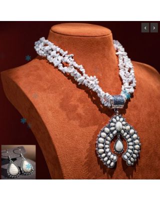 WJ-1005 YL Rustic Couture Jewelry Sets Bohemian Pendant Necklace Earrings