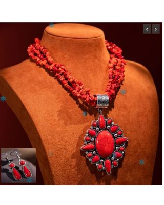 WJ-1006 WN Rustic Couture Jewelry Sets Bohemian Pendant Necklace Earrings