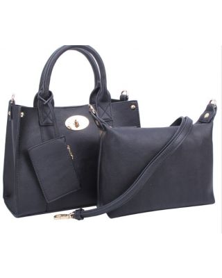 WU061 BK2 FASHION SATCHEL 3 IN 1 BAG