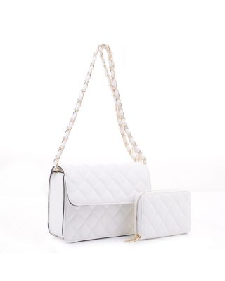 XB20141 WT QUILT CROSBODY BAG WITH WALLET