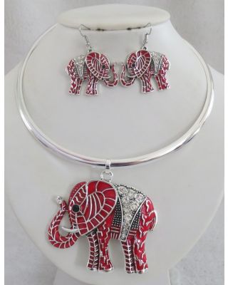 YNE3934RD ELEPHANT CHOKER SET