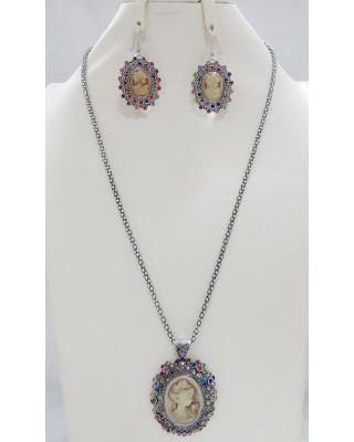 YNE5103 MT CAMEO NECKLACE SET