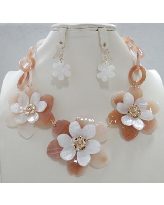 YNE5150 BR FLOWER NECKLACE  WITH EARING