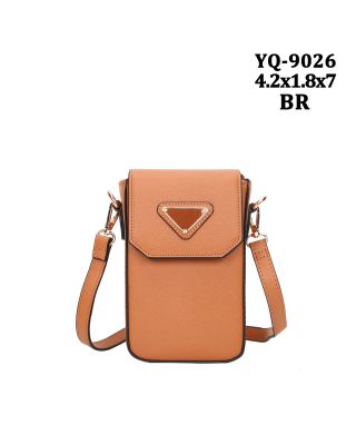 YQ-9026 BR Crossbody Cell Phone Purse With Back Card Slots