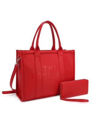 ZMW-5321 RD  TOTE BAG  DESIGNER BAG WITH WALLET
