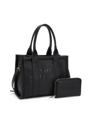 ZUS-5391 BK SET CROSS BODY TOTE BAG WITH WALLET