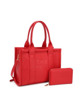 ZUS-5391 RD SET CROSS BODY TOTE BAG WITH WALLET