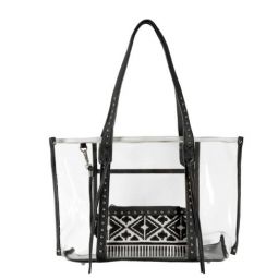 MW1122-8317 BK Montana West Aztec Collection Clear Tote Bag with Detachable Wristlet