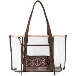 MW1122-8317 BR Montana West Aztec Collection Clear Tote Bag with Detachable Wristlet