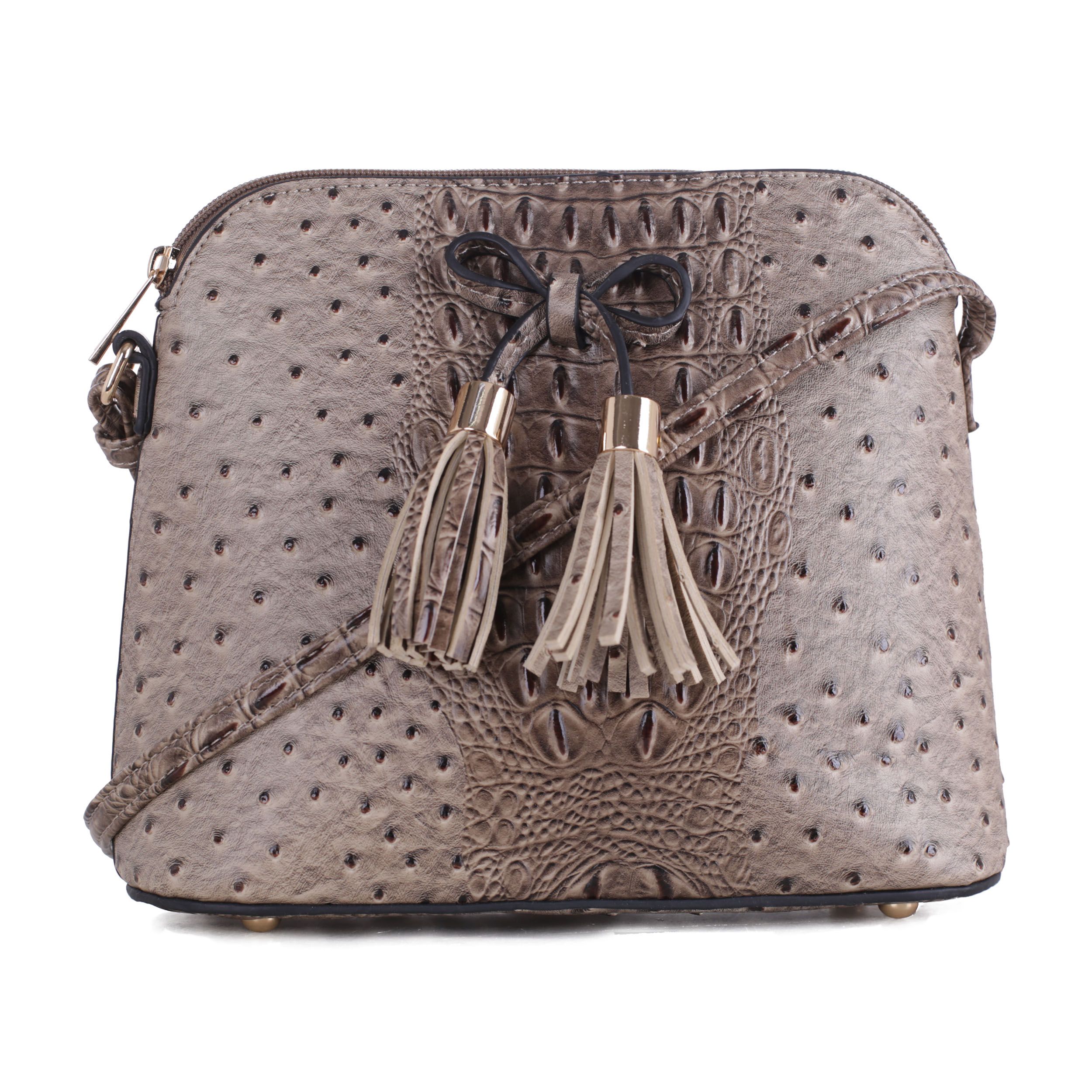 Ostrich Zip Satchel